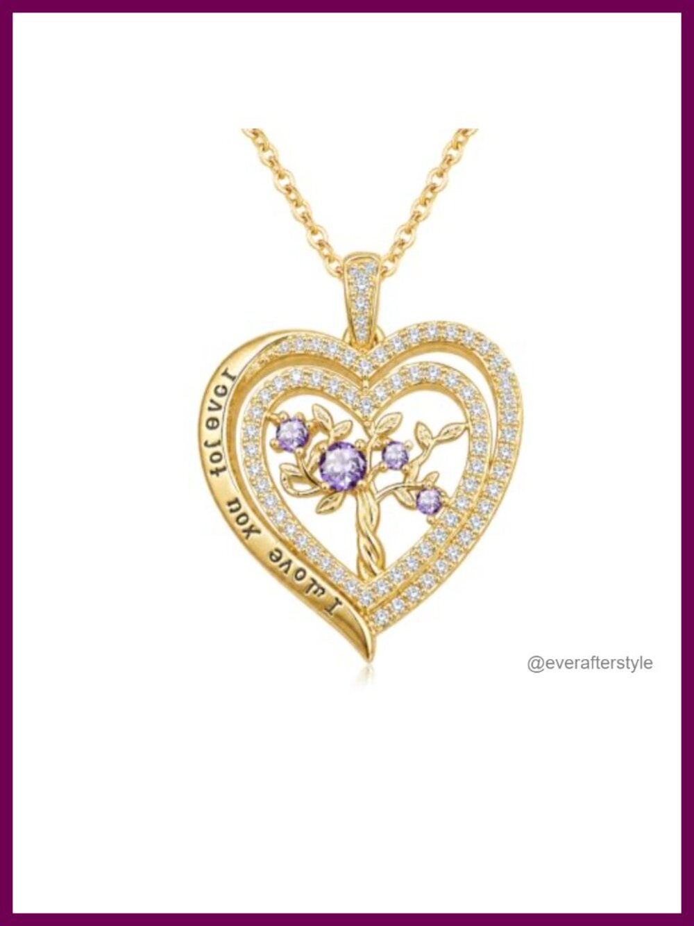 14K Gold Tree of Life Heart Pendant Necklace Women Birthstone